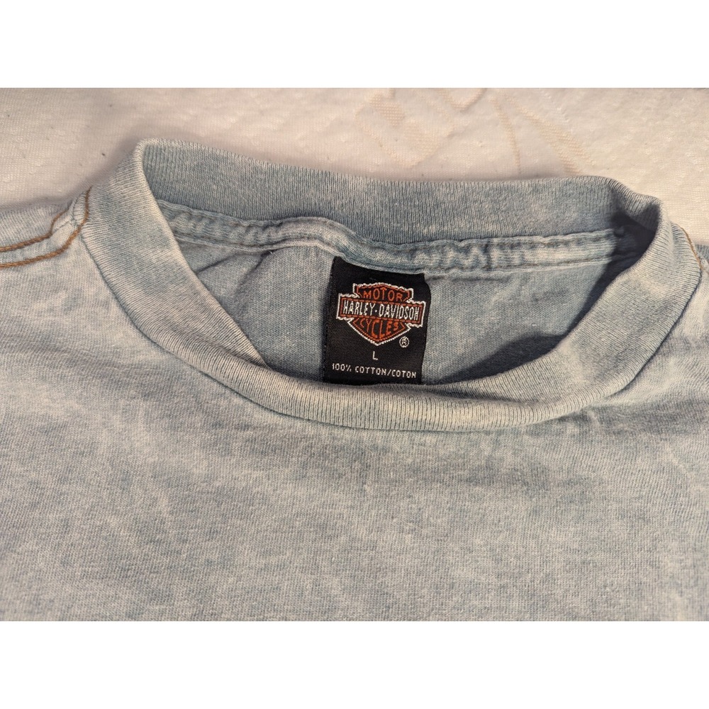 Harley Davidson Owners Grp VTG Made USA Men Lrg Blue T-Shirt Patriotic USA Eagle - Picture 4 of 8